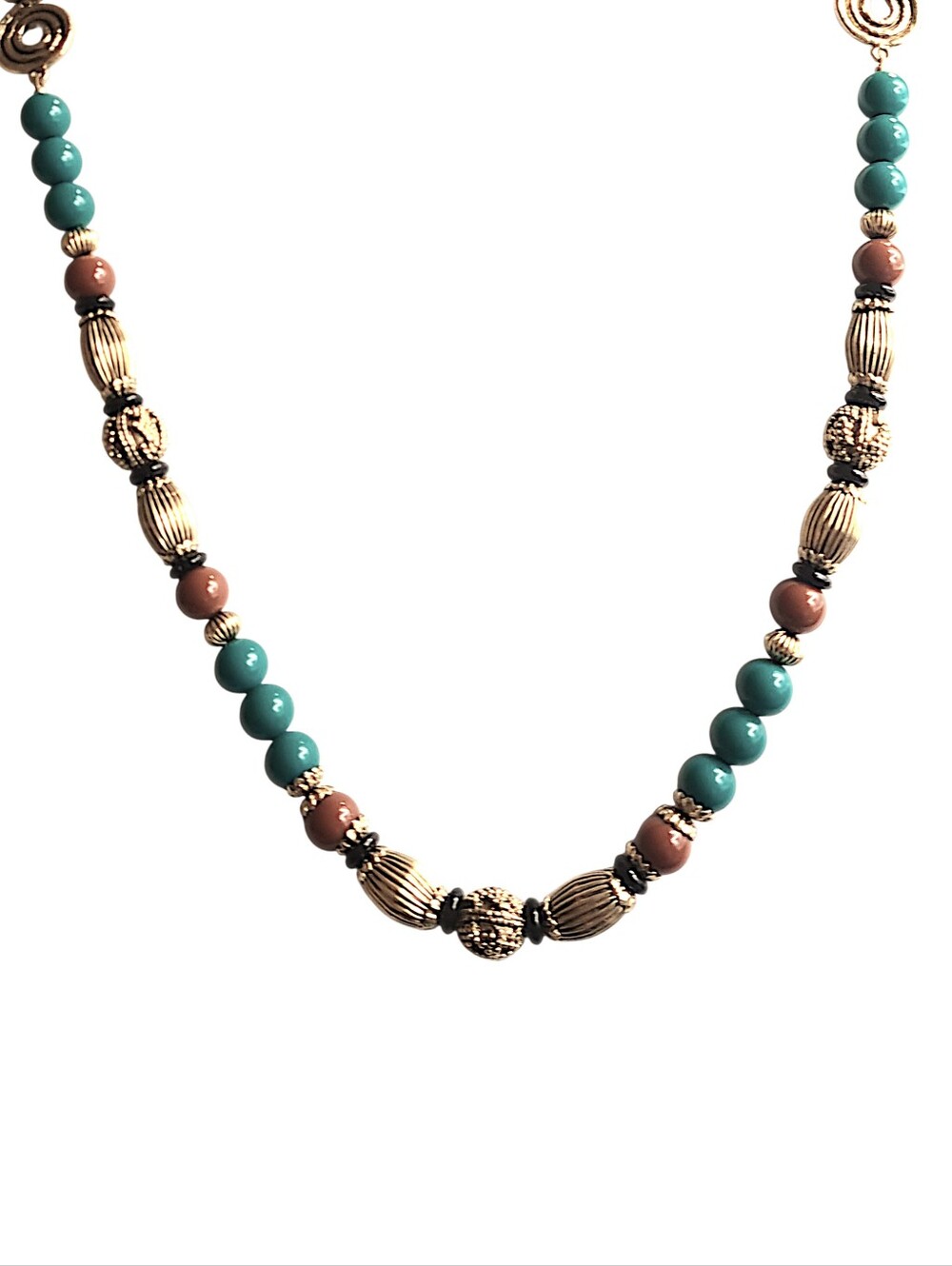 Teal, Gold, & Brown Beads Long Necklace | 1928 Brand | 39" Long | NWOT - Picture 2 of 6